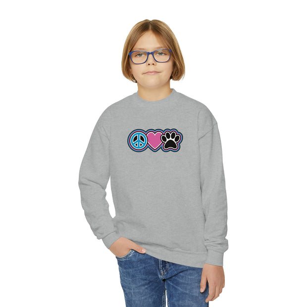 Peace Love and Paw Youth Crewneck Sweatshirt