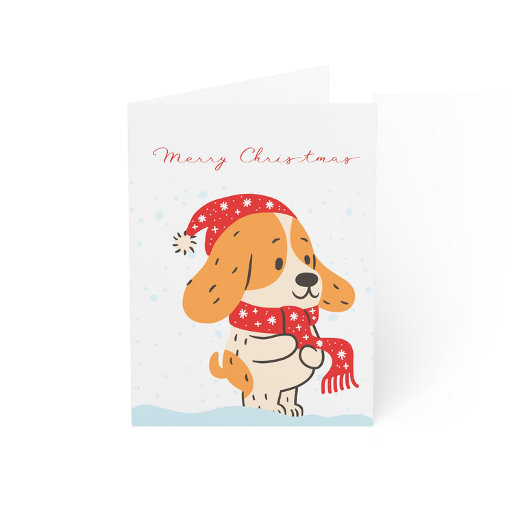 Snuggly Puppy Merry Christmas Greeting Card