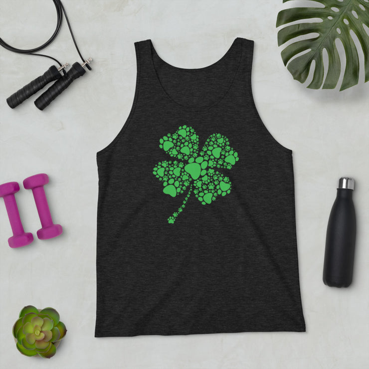 4 Leaf Clover with Paw Unisex Tank Top
